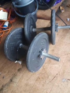 Dumbbell spinlock bars with 20kg of weights