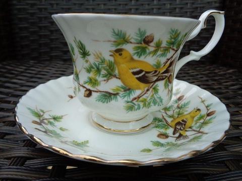 Royal Albert Woodland Series Goldfinch Rare Bone China Tea Cup Saucer