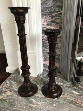 Stunning Pair of Heavy Metal Candle Holders