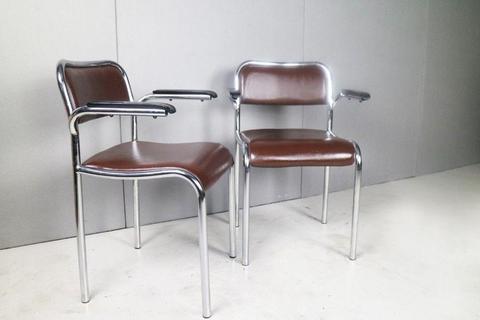 6 available: 1950/60’s German mid century chrome/vinyl/bakelite office chairs