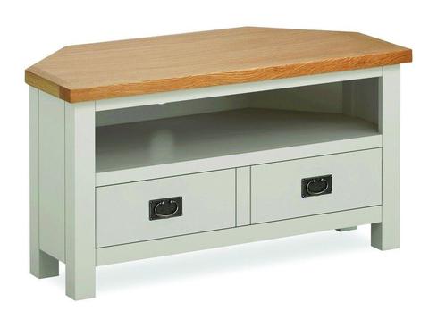 New grey & oak corner TV unit with drawer, Available Now