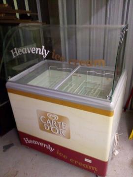 Display Ice Cream Scooping Freezer Sao Paulo H100g Carte D'Or SP6 Hygiene Glass Screen, Castors