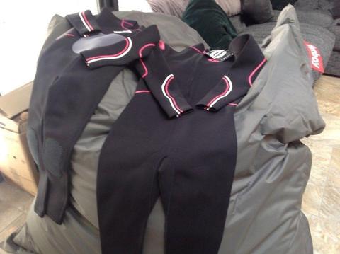 Two Bare Feet wet suits x 2 age 14(new) age 7 (worn once)