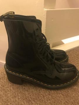 Dr Marten Black Patent Clemency Boots Size 5