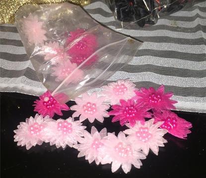 Bundle of shimmery flowers. Craft. hair bow