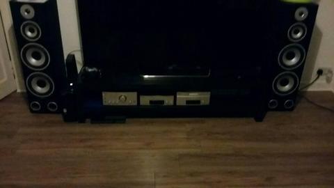 Sony sound system with high standing tibo speakers swap decent phone