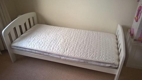 John Lewis Rachel Cotbed/toddler bed, white wood, includes mattress - very good used condition
