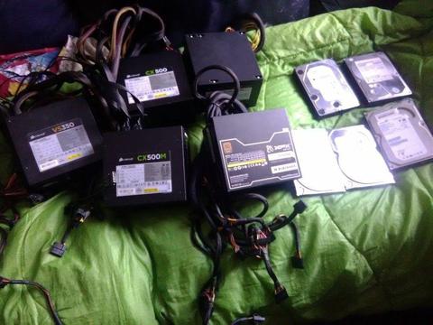 PC parts PSU`s and hard drives, all in good working order