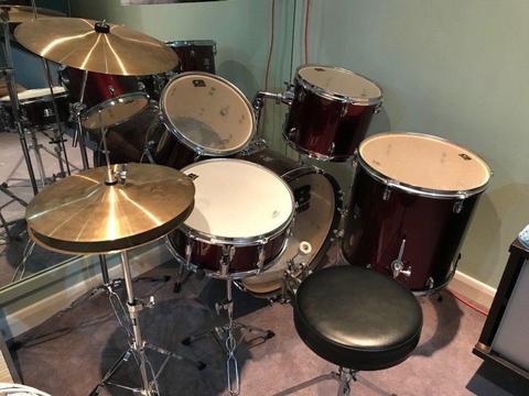 Remo 5 Piece Drum Kit, full size, excellent condition, purchased new for my son about 5 years ago