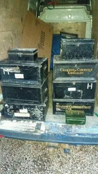 antique metal deed /safe boxes