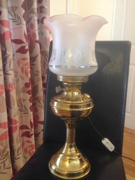 Brass oil lamp converted to electric