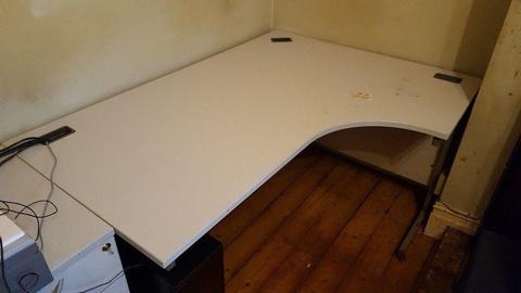 Large, grey Morris Furniture desk