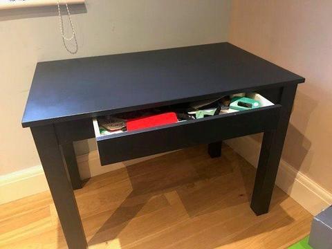 Navy blue desk with draw to front. H 29