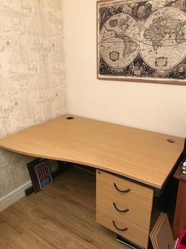 Solid desk with drawers and chair