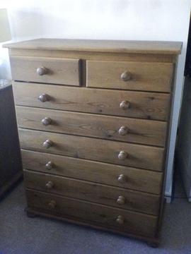 Excellent quality solid pine large chest of drawers
