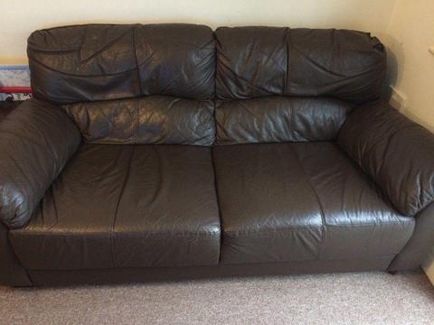 ***FREE***2 &3 seater brown leather sofa