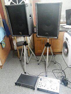 band /dj speakers and floor stands included