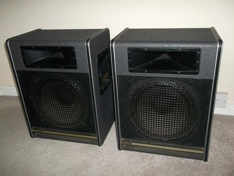 PAIR OF OHM FULL RANGE 12 INCH PA/DJ PASSIVE SPEAKERS CLEAN CONDITION. GOOD WORKING ORDER
