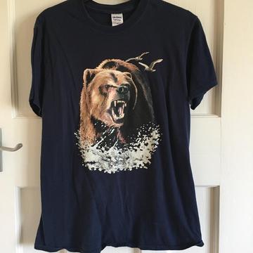 Navy Blue Grizzly Bear T Shirt