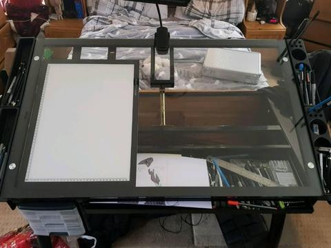 Glass Drawing table quite large in size comes with A3 Tracing light