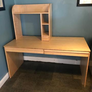 Ikea large desk with optional frame for monitor and printer
