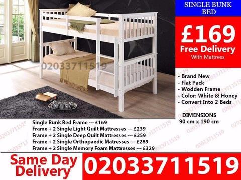 Brand New White Wooden Bunk Bed Available With Mattress Duluth