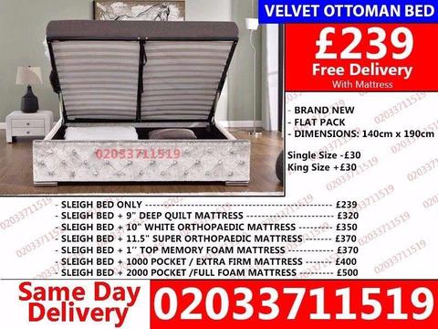 Brand New Double Crush Velvet Storage Bed Available With Mattress Get It Today Oklahoma City