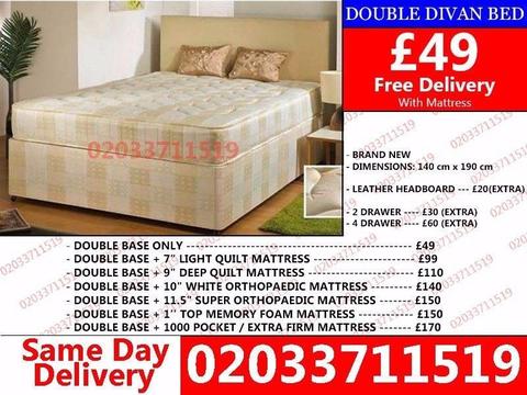 Brand New Double Divan Bed Available with Mattress Brooklyn