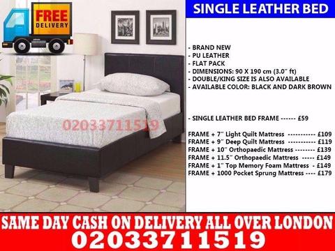 BRAND NEW SINGLE KING SIZE AND DOUBLE SIZE LEATHER BED Available With MATTRESS Edgerton
