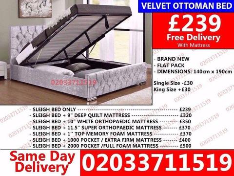 Brand New Double Crush Velvet Storage Bed Available With Mattress Get It Today Holbrook