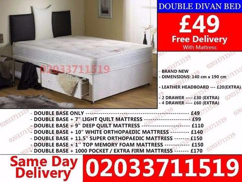 Brand New Double Divan Bed Available with Mattress Hazelton