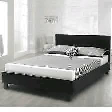 Double, black, leather bed, frame, Mattress, frame