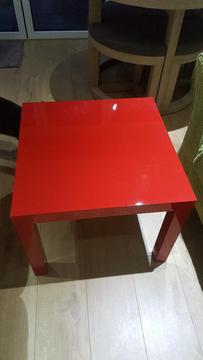 2 IKEA square side tables one Black one Red