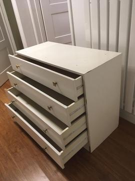 White chipboard drawers