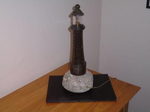 Cornish Serpentine marble light house lamp