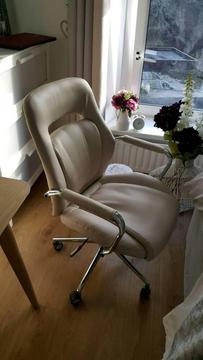 Cream leather desk chair