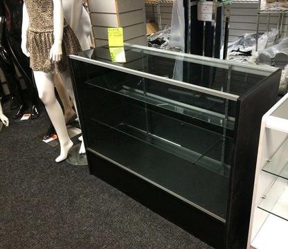 NEW SHOP DISPLAY COUNTERS 1200mm x 450mm BLACK GLASS RETAIL CABINET DOORS FLATPACKED GLASS