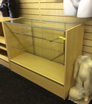 NEW SHOP DISPLAY COUNTERS 1200mm x 450mm MAPLE GLASS RETAIL CABINET DOORS FLATPACKED GLASS