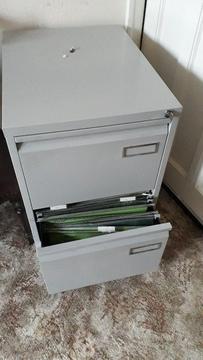 Metal Two Drawer Filing Cabinet with Suspension Inserts complete with locking key
