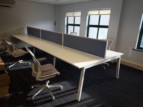 executive white bench desk system
