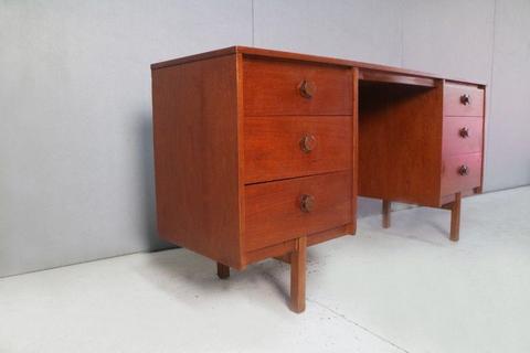 Mid Century Wooden Desk with Drawers