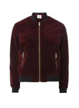 Dorothy Perkins Velvet Bomber Jacket Burgundy Size 4 BRAND NEW