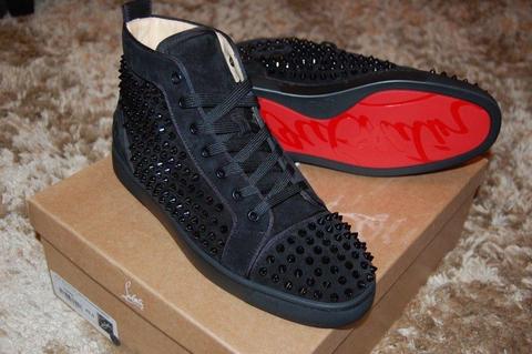 CHRISTIAN LOUBOUTINS ORLATO FLAT SPIKES SUEDE BLACK SIZE 9