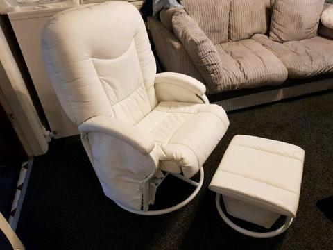 Soft White Leather Nursing Chair