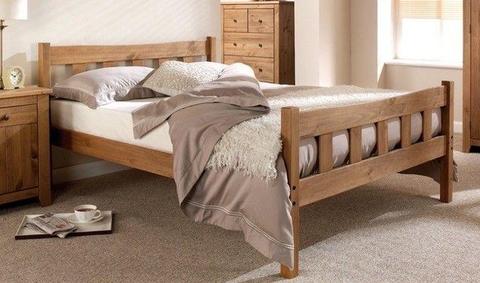 Brand New Kingsize Wooden Waxed Pine Bed Frame