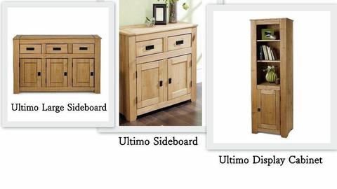 BRAND NEW ULTIMO 3 Piece Solid Wood Free Standing 2 + 3 DRAWER Large Sideboard 3 Shelves Cabinet Set