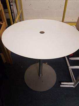 White wood effect cafe table with heavy base / small office meeting table