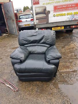 Black leather reclining armchair