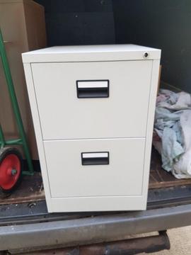 Grey 2 drawer metal filing cabinet plus 10 hanging files