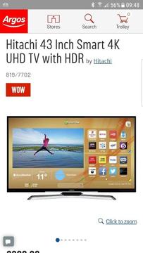 Hitachi smart 4K television selling because i got a bigger size television original price is 329